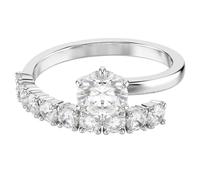 Matrix open ring, Round cut, White, Rhodium plated