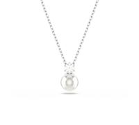 Matrix pendant, Crystal pearl, Round cut, White, Rhodium plated
