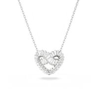 Matrix pendant, Mixed cuts, Heart, White, Rhodium plated