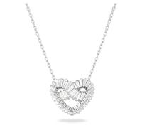 Swarovski Matrix pendant, Mixed cuts, Heart, White, Rhodium plated