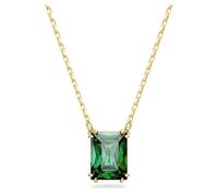 Swarovski Matrix Gold Rectangular Cut Green Pendant Necklace - 45cm