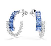 Swarovski Matrix Pierced Earrings, Blue, Rhodium plated