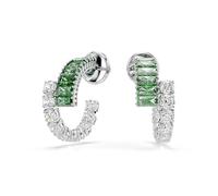 Swarovski Matrix Pierced Earrings, Green, Rhodium plated