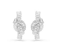 Swarovski Matrix Pierced Earrings, White, Rhodium plated