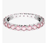 Swarovski Matrix ring, Round cut, Pink, Rhodium plated, 52