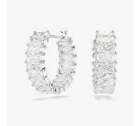 Swarovski Matrix Rhodium Plated Baguette Cut White Zirconia Hoop Earrings 5733397