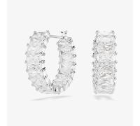 Swarovski Matrix Rhodium Plated Baguette Cut White Zirconia Hoop Earrings 5733397