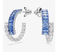 Swarovski Matrix Rhodium Plated Blue & White Zirconia Hoop Earrings 5722459