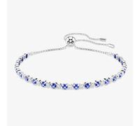 Swarovski Matrix Tennis Bracelet, Blue and Clear Round-Cut Crystals in a Rhodium-Finished Setting, Part of the Matrix Collection
