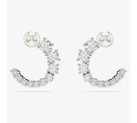 Swarovski Matrix Rhodium Plated Circle Pearl & Crystal Earrings 5692260