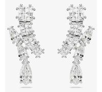 Swarovski Matrix drop earrings, Mixed cuts, White, Rhodium plated
