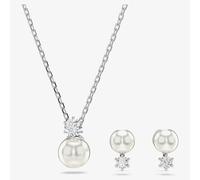 Swarovski Matrix Rhodium Plated Crystal & Pearl Jewellery Set 5689624