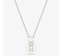 Matrix pendant, Crystal pearl, Round cut, White, Rhodium plated