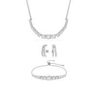Swarovski Matrix Rhodium Plated Gradient Round Cut Gift Set - Silver