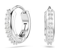 Swarovski Matrix hoop earrings, Round cut, White, Rhodium plated
