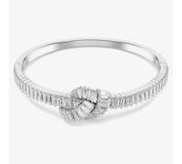 Matrix bangle, Baguette cut, Knot, White, Rhodium plated