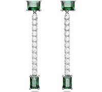 Swarovski Matrix Rhodium Plated Mixed Cut Green Crystal Drop Earrings D