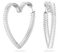 Swarovski Matrix Rhodium Plated White Crystal Heart Hoop Earrings