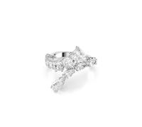 Swarovski Matrix Ring, Clear Mixed-Cut Stones in a Rhodium-Finished Setting, Size L, Part of the Matrix Collection