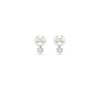 Swarovski Matrix Rhodium Plated White Round Crystal Pearl Stud Earrings