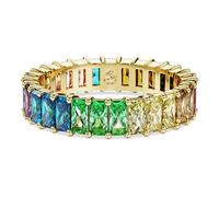 Swarovski Matrix ring, Baguette cut, Multicoloured, Gold-tone plated