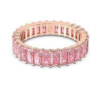 Swarovski Matrix ring, Baguette cut, Pink, Rose gold-tone plated, 52