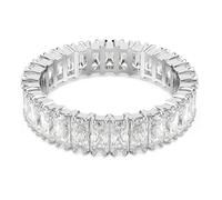 Matrix ring, Baguette cut, White, Silver-tone finish