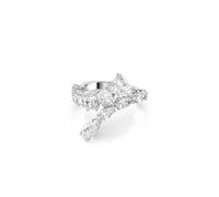 Swarovski Matrix Ring, Clear Mixed-Cut Stones in a Rhodium-Finished Setting, Size R, Part of the Matrix Collection