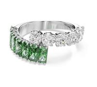 Matrix ring, Mixed cuts, Green, Rhodium plated