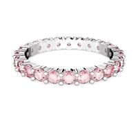 Swarovski Matrix ring, Round cut, Pink, Rhodium plated, 58