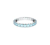 Swarovski Matrix ring, Round cut, Blue, Rhodium plated, 50