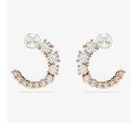Swarovski Matrix Rose Gold Tone Plated Crystal Pearl Half Hoop Earrings 5692264