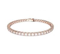 Swarovski Matrix Tennis bracelet, Round cut, White, Rose gold-tone plated