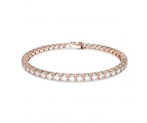 Swarovski Matrix Rose Gold-Tone Plated White Tennis Bracelet - Polished - Size S - Crystal / Rose Gold-Tone Plated