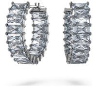 Swarovski Matrix Ruthenium Plated Grey Crystal Baguette Cut Hoop Earrings