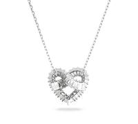 Matrix pendant, Mixed cuts, Heart, White, Rhodium plated
