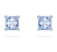 Swarovski Matrix Stud Earrings, Blue Square-Cut Stones in a Rhodium-Finished Setting, Part of the Swarovski Matrix Collection