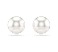 Swarovski Matrix stud earrings, Crystal pearl, White, Rhodium plated