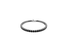 Matrix Tennis bracelet, Round cut, Black, Ruthenium plated