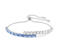 Swarovski Matrix Tennis Bracelet, Blue and Clear Mixed-Cut Crystals in a Rhodium-Finished Setting, Part of the Matrix Collection