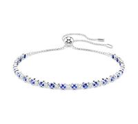 Swarovski Matrix Tennis Bracelet, Blue and Clear Round-Cut Crystals in a Rhodium-Finished Setting, Part of the Matrix Collection