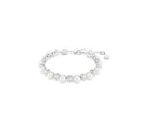 Swarovski Matrix Tennis Bracelet, Clear Round-Cut Crystals and Crystal Pearls in a Rhodium-Finished Setting, Part of the Matrix Collection
