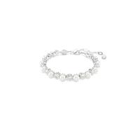 Swarovski Matrix Tennis bracelet, Crystal pearl, Round cut, clear, Rhodium finish, Medium, Crystals, Rhodium finished metal, Cubic Zirconia, crystal
