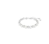 Swarovski Matrix Tennis bracelet, Crystal pearl, Round cut, White, Rhodium plated