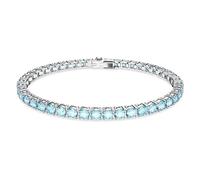 Swarovski Matrix Tennis bracelet, Round cut, Blue, Rhodium plated
