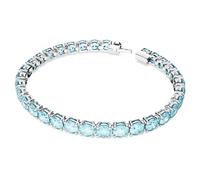 Swarovski Matrix Tennis bracelet, Round cut, Blue, Rhodium plated, M