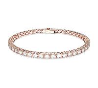 Swarovski Matrix Tennis bracelet, Round cut, White, Rose gold-tone plated, M