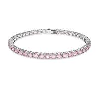 Swarovski Matrix Tennis bracelet, Round cut, Pink, Rhodium plated
