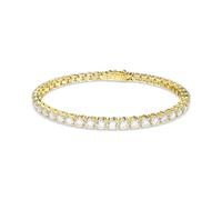 Swarovski Matrix Tennis bracelet, Round cut, White, Gold-tone plated