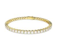 Swarovski Matrix Tennis bracelet, Round cut, White, Gold-tone plated, S
